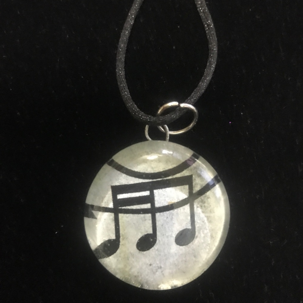 Music Symbol Glass Necklace